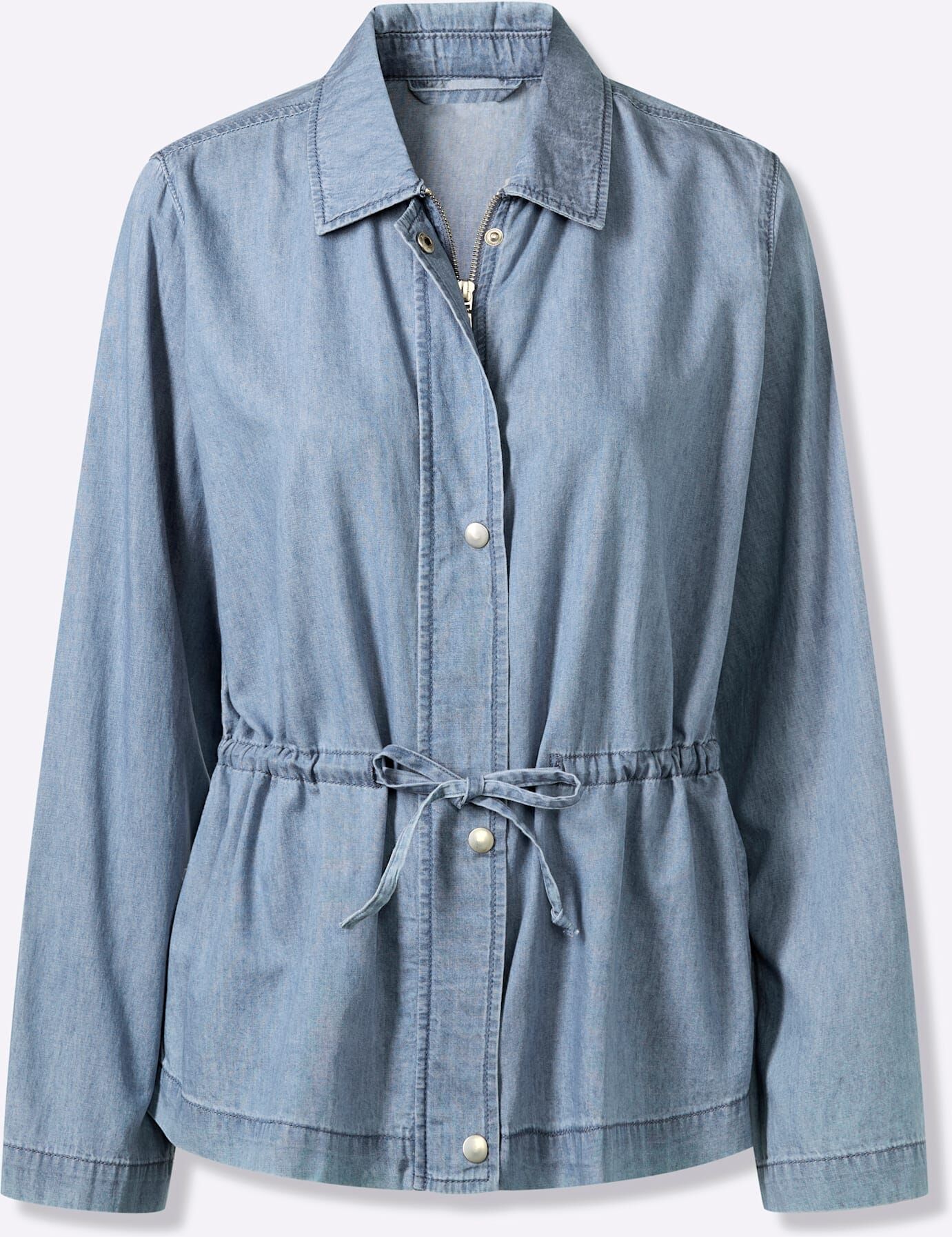 Jeansjacke CLASSIC BASICS, Damen, Gr. 46, blau (blau, bleached), 100% Baumwolle, Jacken Jeansjacke