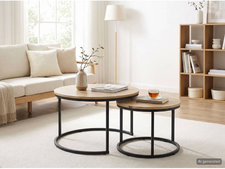 freiraum Couchtisch Lindau, (2er-Set) in Artisan Eiche Dekor - Ø60+40 cm