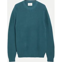 Strickpullover mit Logo-Patch Blau L