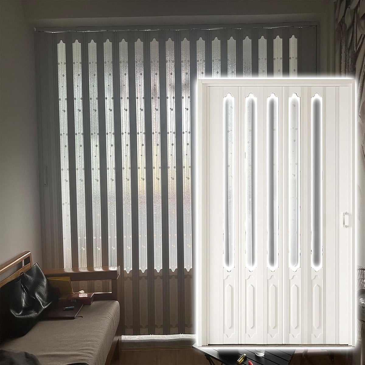 Wit PVC Vouwdeur Harmonicadeur voor Binnen - 126 x 200 cm