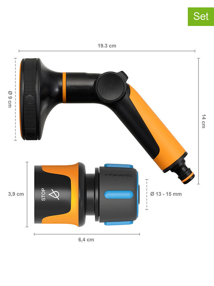 Fiskars 2tlg. Bewässerungsset in Schwarz/ Orange - onesize