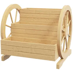 Outsunny Blumenkasten aus Holz – 3-stufiges Pflanzregal für draußen im Leiter-Design mit Ablauflöchern – 61x62x57 cm Natur