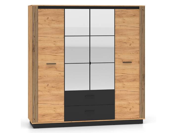 Kleiderschrank Urso Schlafzimmerschrank Gold Craft Eichel schwarz Ausführung wählbar