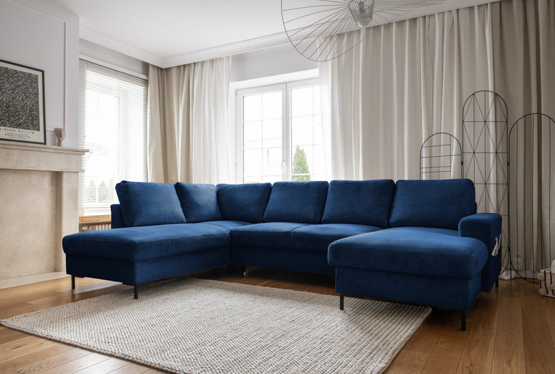 MiuForm Lofty Lilly 8 seater Corner Sofa Bed Navy Blue 84cm H X 303cm W X 197cm D