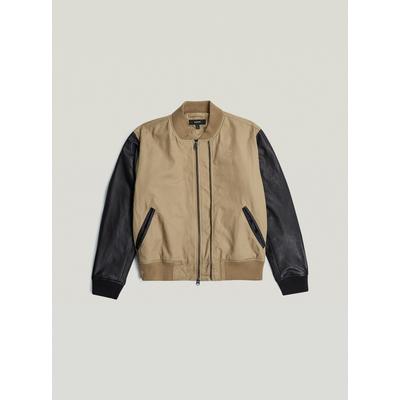 Bomberjacke G-STAR "Lederjacke Varsity", Herren, Gr. S, safari, Obermaterial: 70% Baumwolle, 30% Baumwolle, Jacken Bomberjacke