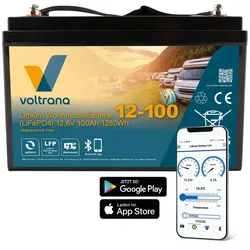 Voltrana Lithium Wohnmobil-Batterie 12,8V 100Ah 1280Wh Bluetooth Heizfunktion Li...