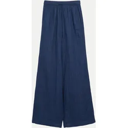 Wide-Leg-Hose in Denim-Optik Blau 42