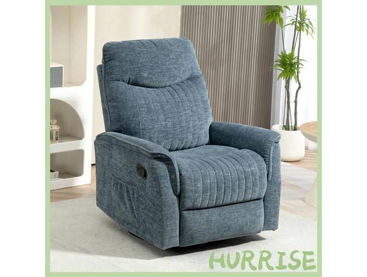 Cocosity Fauteuil Inclinable Manuel Pivotant Avec Repose-Pieds Rétractable Dossier Réglable Bleu