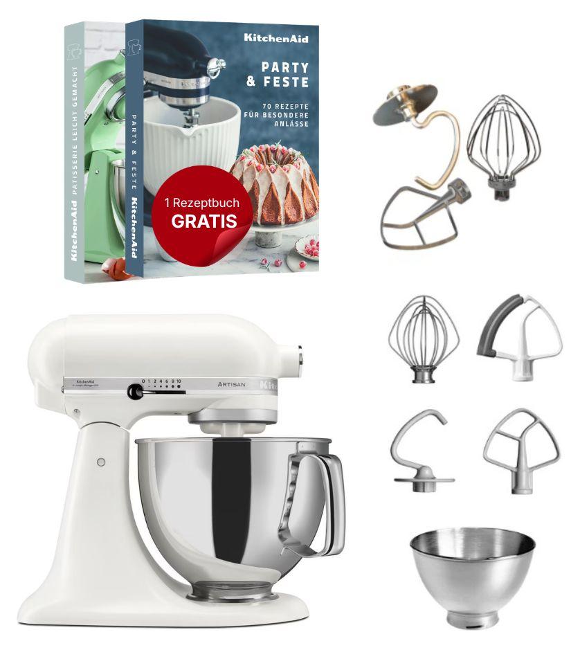 KitchenAid 4,8 L 5KSM175 Artisan Küchenmaschine inkl. TschimmHook Rührelemente Porcelain White