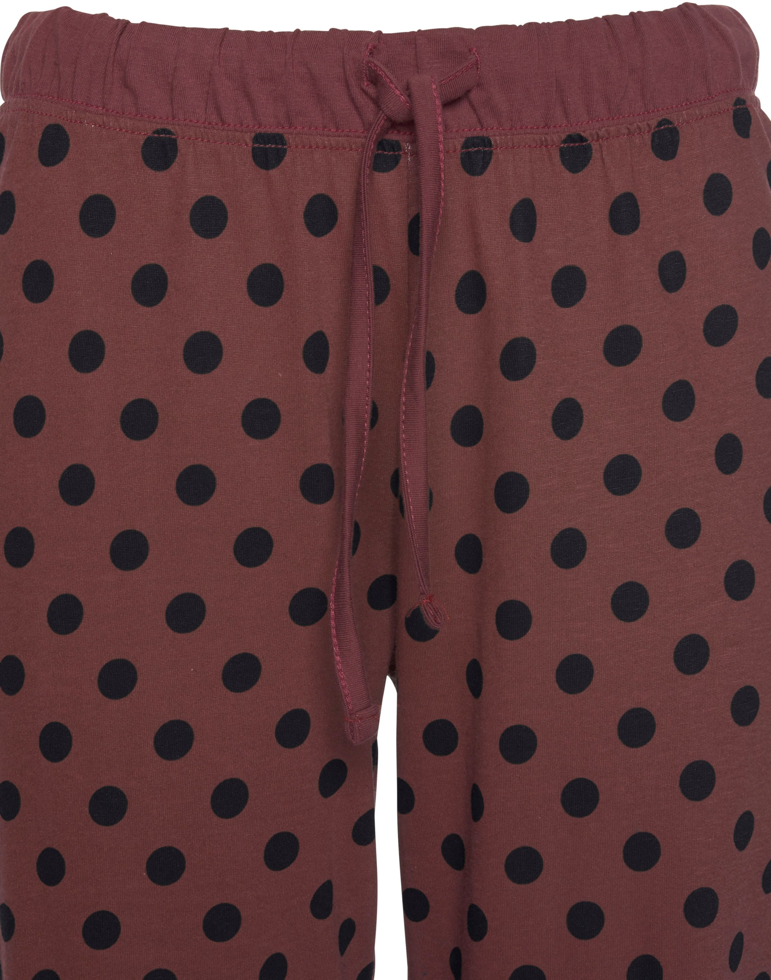 Pyjama, Damen, Gr. 32/34, rot (bordeaux, schwarz), Single Jersey, Obermaterial: 100% Baumwolle, VIVANCE DREAMS BY LASCANA, Basic, Basic lang, Rundhals, eingesetzt, Homewear-Sets Pyjama, mit Sternenmuster bordeaux, schwarz 32/34