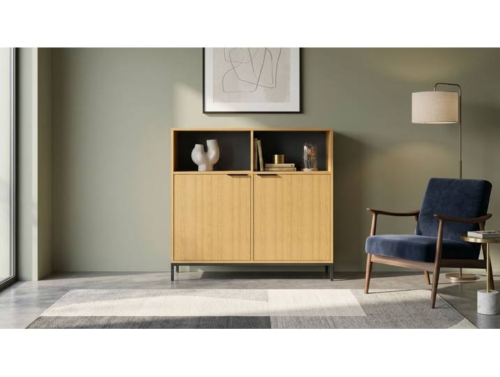 Highboard mit vielen Optionen Echtholz Furnier Eiche geölt