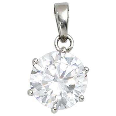 Kettenanhänger JOBO "Anhänger 11 mm", transparent (silber 925, weiß), Schmuckanhänger, Damen, Silber 925 (Sterlingsilber), Kettenanhänger, 925 Silber rhodiniert mit Zirkonia