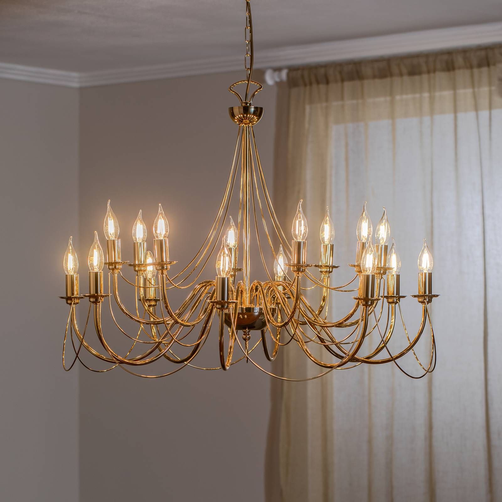 Kronleuchter Retro Domiluce, dimmbar, messing / gold, für Wohn- / Esszimmer, Metall, Kronleuchter