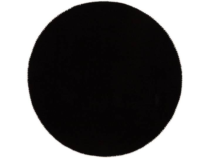 Wollteppich CARPETFINE Gabbeh Lola Uni , schwarz, H:14mm Ø:100cm, Wolle, Teppiche, Wollteppich, mit natürlichem Pflanzenmaterial von Hand gewebt, auch in Rund