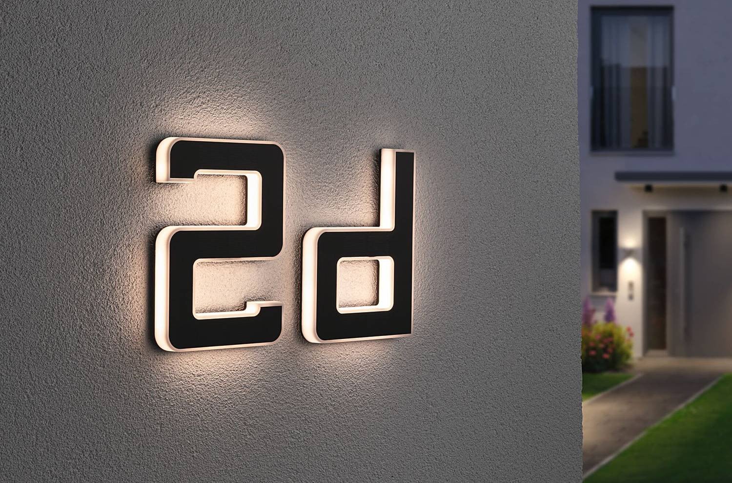 Paulmann Solar LED huisnummerlamp letter D zwart