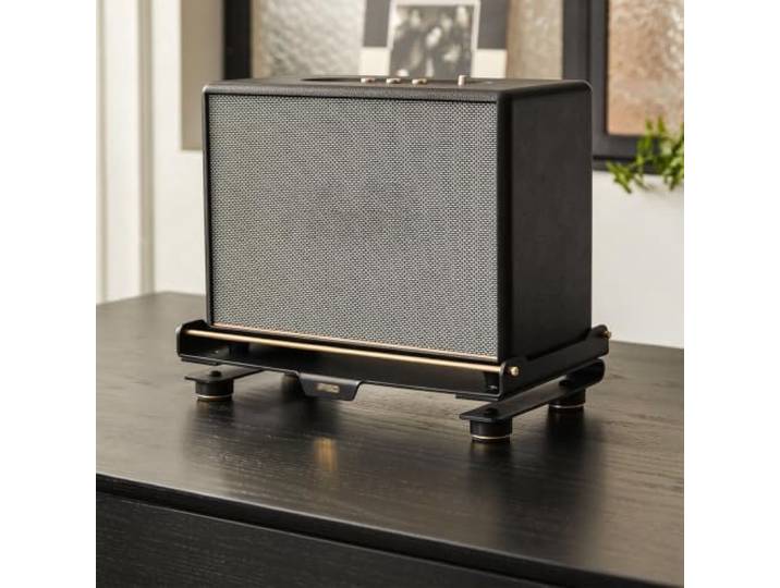 Metallischer Desktop-Lautsprecherständer mit Isolierpads Metallkonstruktion, Isolierpads, Stabiler Stand, Tischaufstellung, HiFi-Audio, Wohnzimmer, Büro
