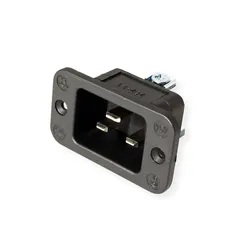 BACHMANN Kaltgeräteeinbaustecker IEC320 C20, schwarz, Thermoplast,Schraubanschluss