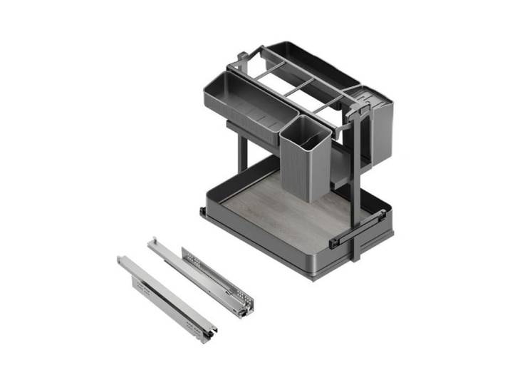 -Emuca Chariot extractible avec paniers et accessoires Harmony avec fermeture à amortie Module largeur 400mm hauteur 700mm Acier