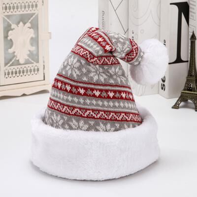 Tiny Tots Teens Trends Adult Santa Claus Hat, New Deer Knitted Wool, Thick Plush Christmas Decoration a