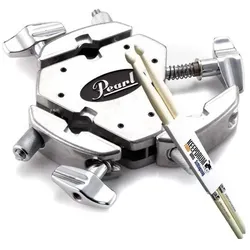 Pearl Multiklammer ADP-30 mit Schlagzeugstöcken, Schlagzeug Zubehör, Silber
