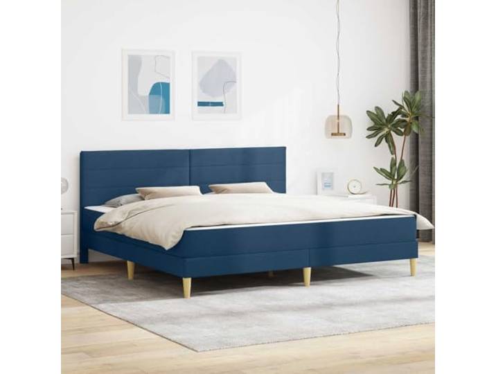 KTHLBRH Bettrahmen 180x200 cm Blau mit Schaumstoffmatratze und Lattenrost Sperrholzrahmen, Kunststoffbeine, Matratze inklusive, luftdurchlässig, pflegeleicht