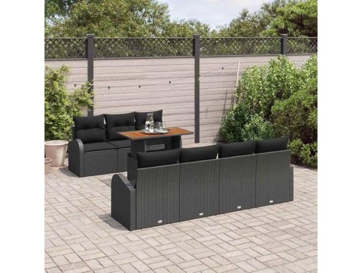 KTHLBRH Gartenmöbel-Set, 8-teilig, schwarz, Poly-Rattan Eckregal, modernes Design, für Terrasse und Garten