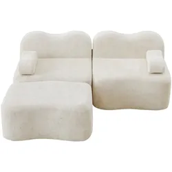 ECKSOFA L-Form Boneless Samt mit Ottoman