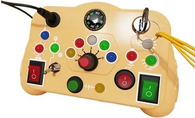 Multisell Products Hub Busy Board LED Lights Switch Sensory Montessori Puzzle Toy For Toddlers Early Learning Electric Puzzle Gift For Kids yellow