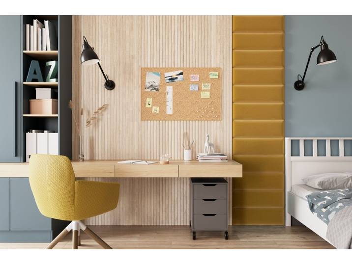 Gepolstertes Wandpaneel - Set Samt 50x240cm - Senfgelb - Luxusbetten24