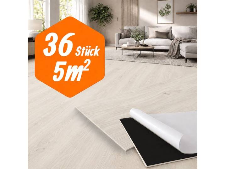 Relaxdays Selbstklebender PVC Bodenbelag Eiche