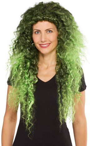 Lockenperücke "Hexe", grün/schwarz