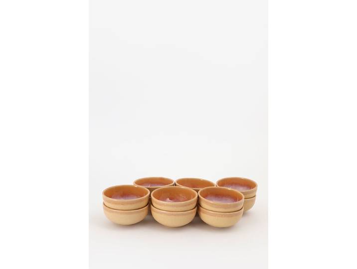 Kom klein lichtbruin reactive glaze funky