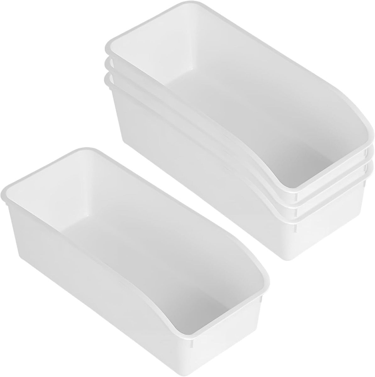 Set van 4 kunststof opbergdozen voor keuken, badkamer en kantoor