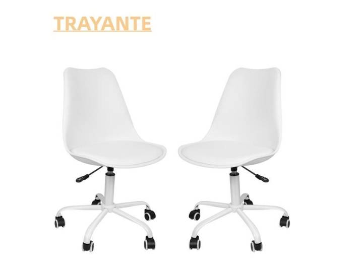 TRAYANTE CHAISE DE BUREAU Siège de bureau sur roulettes (2pcs) blanc Siège pivotant à 360