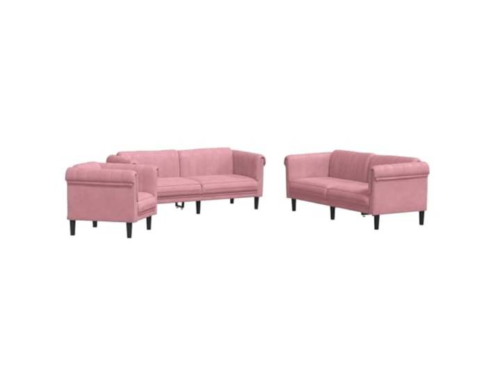 Todiikf 3-TLG. Sofagarnitur Samt Couch Set Polstersessel Couchgarnitur Rosa Eleganter Samtbezug in Rosa mit weicher Schaumstoffpolsterung für Ihr Wohnzimmer, inklusive Sessel, 2-Sitzer und 3-Sitzer.