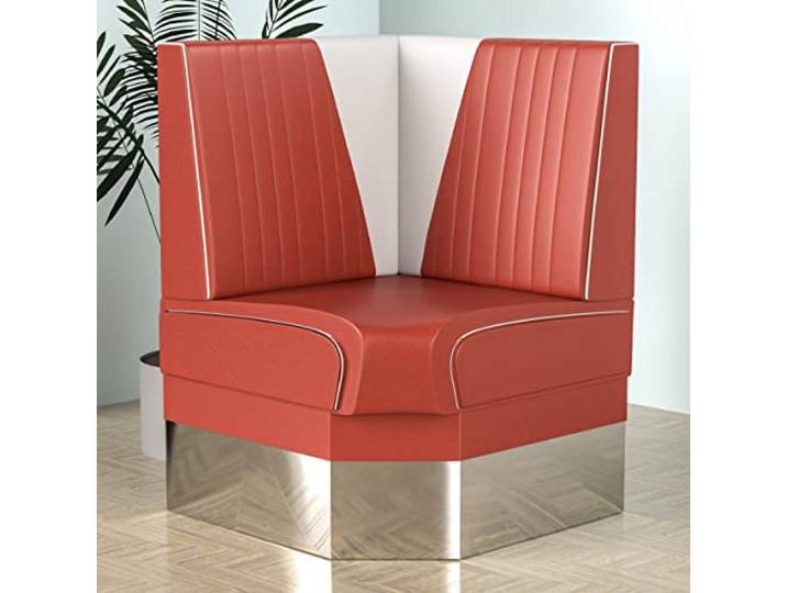 GGMMÖBEL Diner Vegas 3 Diner Eckbank B:H 64 x 103 cm V-Steppung Rot Leder American Diner Möbel, American Dinerbank