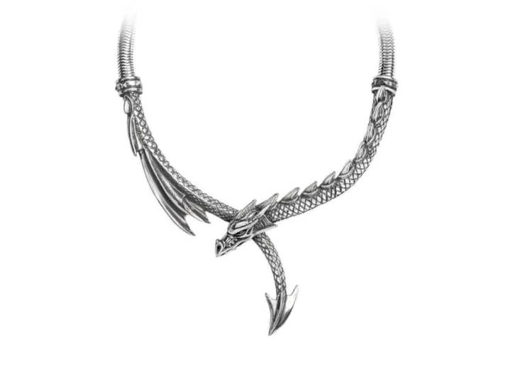 Alchemy Gothic Dragons Lure Necklace Halsketting zilverkleurig