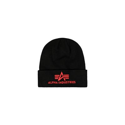 Skimütze ALPHA INDUSTRIES "3D Beanie", Damen, Gr. onesize, schwarz (schwarz, rot), Obermaterial: 100% Polyacryl, Mützen