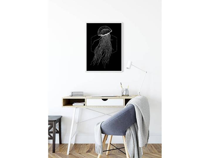 Wandbild Jellyfish Fotopapier mit seidenmatter Oberfläche und hoher Lichtbeständigkeit Multicolor/Schwarz 50 x 70 x 0cm