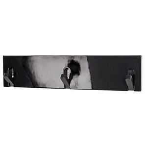Haku-Möbel Garderobenleiste 42538, schwarz, aus Holz, 44cm breit, mit 3 klappbaren Haken
