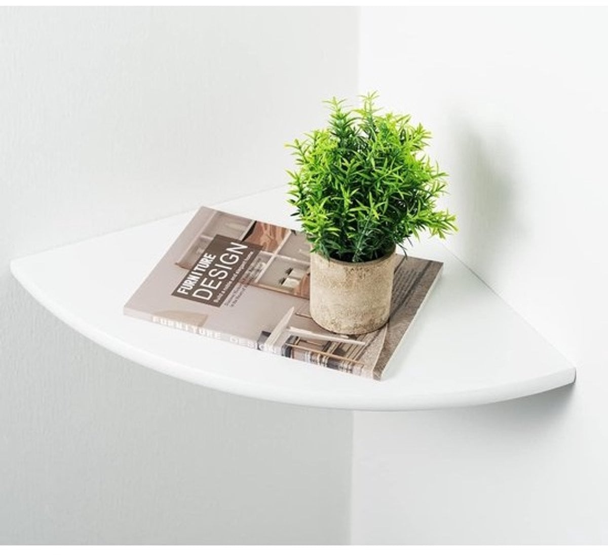 Witte Houten Hoekplank voor Muurbevestiging - Natuurlijk Eiken