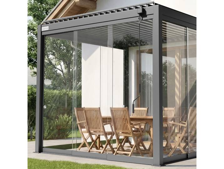 Glasschiebetüren für Pergola 3 m, anthrazit