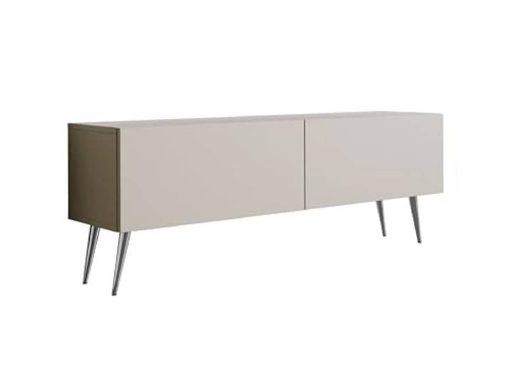 3xE Living TV-Lowboard mit Beinen 140 cm, 2 Türen, Kaschmir, verchromte Beine, 140 x 32 x 52 cm