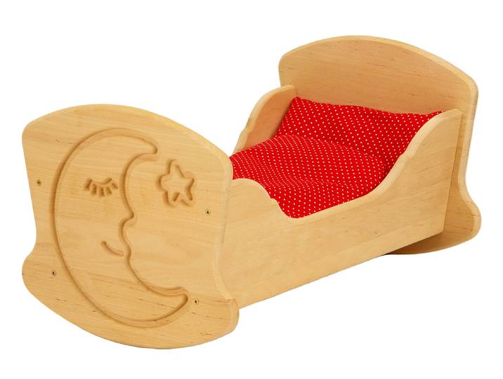 Puppenwiege aus Holz Puppenbett Drewart Holzspielzeug Erle Massivholz