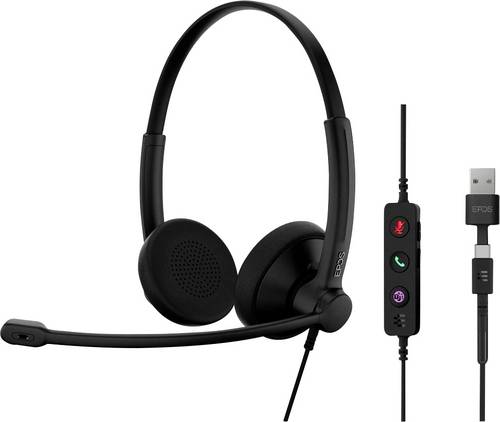 EPOS IMPACT 100 MS On Ear Headset kabelgebunden Stereo Schwarz Noise Cancelling Headset, Mikrofon-Stummschaltung
