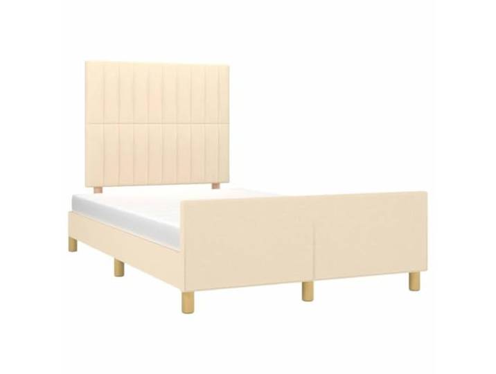 KTHLBRH Bettrock 120 x 200 cm Creme Stoff Verstellbares Kopfteil, Lattenrost aus Sperrholz, stabile Beine, ohne Matratze