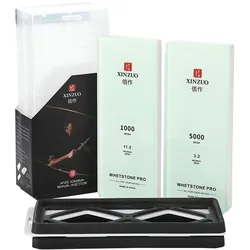 XinZuo - Professionelles Schleifstein-Set mit 2 Steinen (Korund & Glas) - 1000/5000 - L