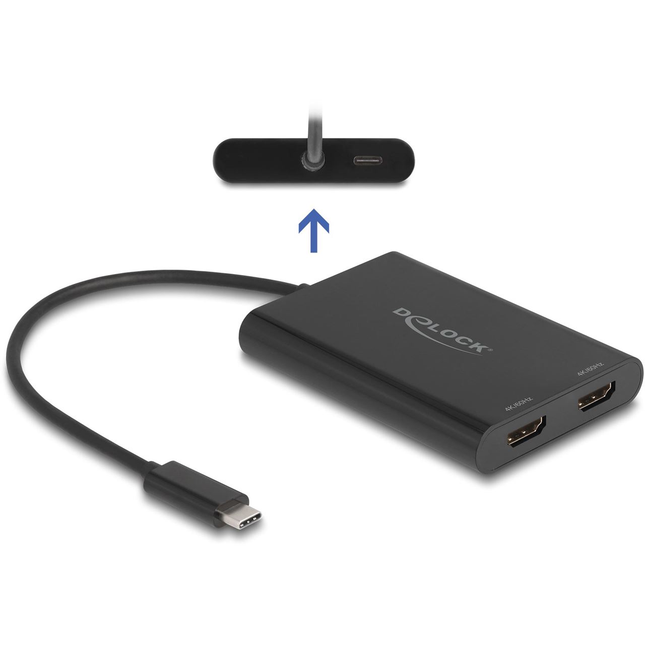 Delock Adapter USB Type-C zu 2 x HDMI 4K 60 Hz mit DisplayLinkA Grafik und USB PD