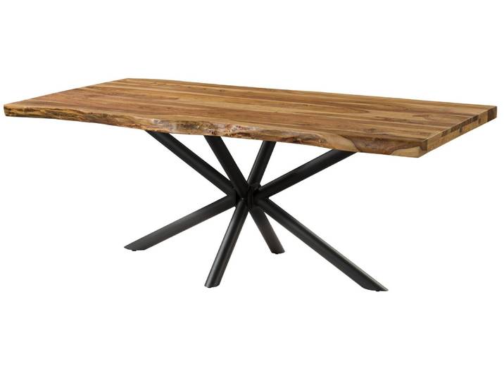 Baumtisch Sheesham 240x100x76 natur sandgestrahlt / Kreuzgestell anthrazit matt FREEFORM 5