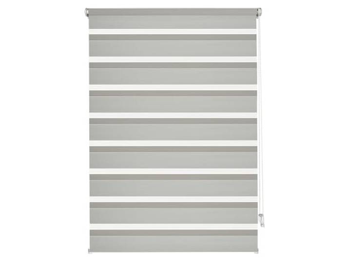 GARDINIA EASYFIX Doppelrollo mit Montageschiene , Duo-Rollo, Seitenzugrollo, Transparente und blickdichte Streifen, Stufenlos verstellbar, Grau, 45 x 150 cm